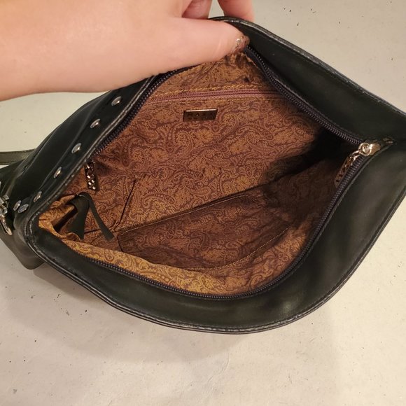 Maxx New York Handbag Black Leather Studded Clutch Purse Shoulder Bag - Picture 6 of 10